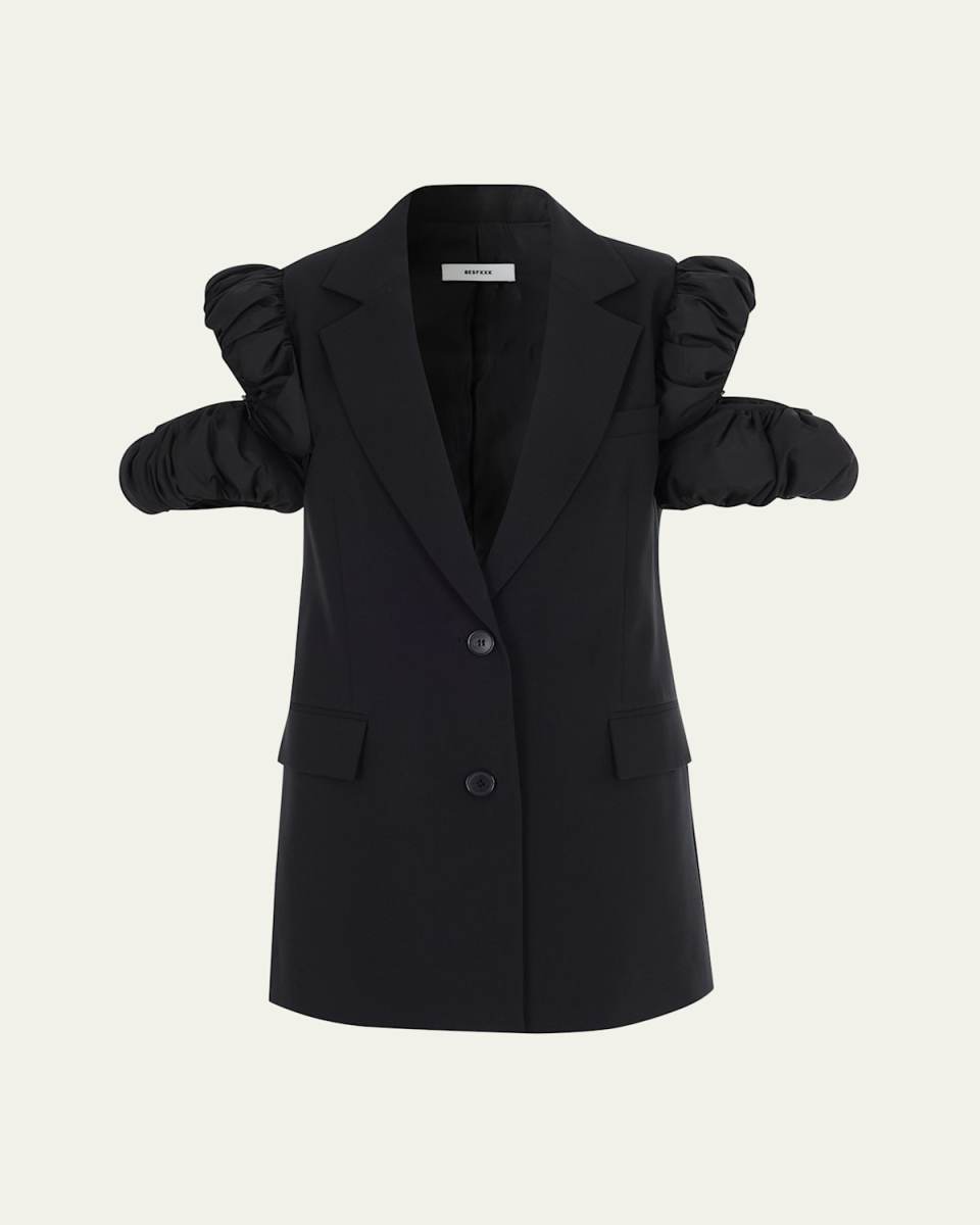 Puffer Cold-Shoulder Blazer